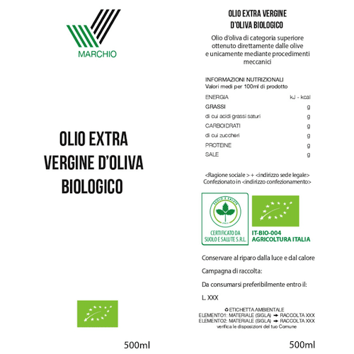 Etichetta prodotto biologico